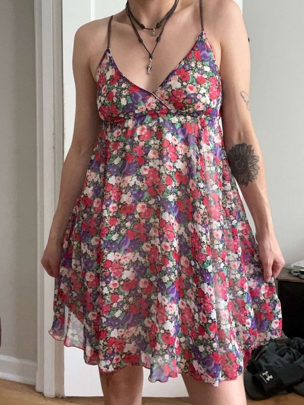 Vintage Floral Babydoll Mini Dress